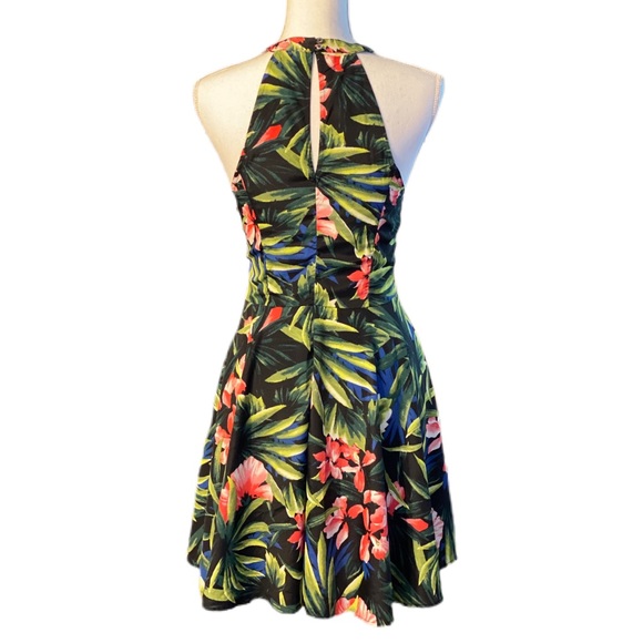 Hollister Black Tropical Halter Fit & Flare Dress - Picture 3 of 7